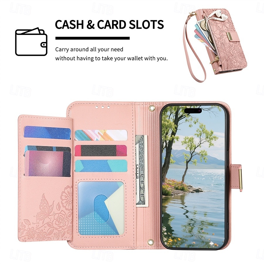 Phone Case For Samsung Galaxy S26 S26 Plus S26 Ultra Wallet Case Flip Cover with Stand Holder Zipper with Wrist Strap Tree Retro TPU PU Leather 2026 - $18.99 –P13