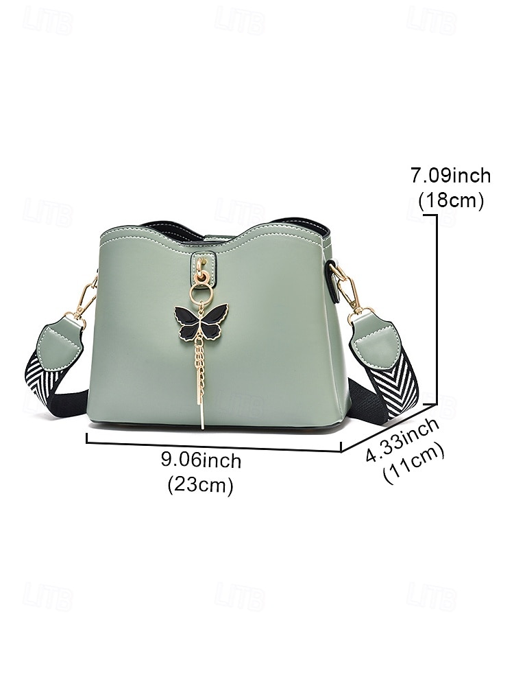 Women's Faux Leather Crossbody Shoulder Bag with Adjustable Strap, Butterfly Pendant Charm, Multi-Color Chic Casual Purse for Daily Wear, Office Commute, Holiday Outings 2026 - $26.99 –P12