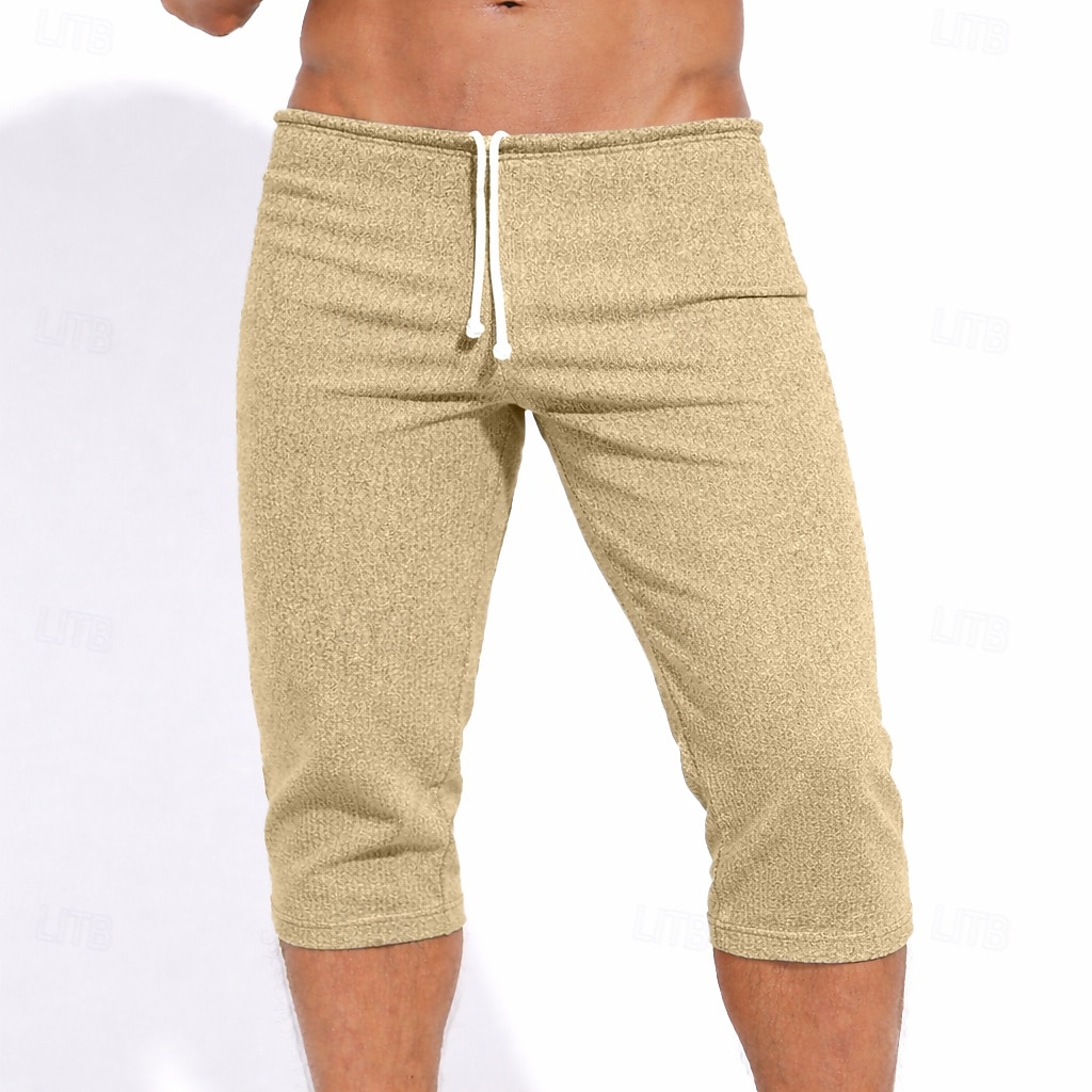 Herre Capri-bukser Aktiv shorts Svette shorts Shorts Sommershorts Snorer Elastisk midje Ren عادي Komfort Knelengde Avslappet Daglig utendørs Sport Gatemote Hvit Kakifarget Elastisk 2026 - $20.99 –P3