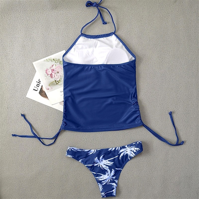 Γυναικεία Τανκίνι Δύο Κομμάτι Μαγιό Δένει στο Λαιμό Άνοιγμα πίσω Μαγιό Μαγιό Μαύρο / Άσπρο Μαύρο Γρήγορο Στέγνωμα Ελαφρύ Αναπνέει Αμάνικο - Σέρφινγκ Παραλία Κολύμβηση Καλοκαίρι Άνοιξη 2026 - $15.49 –P3