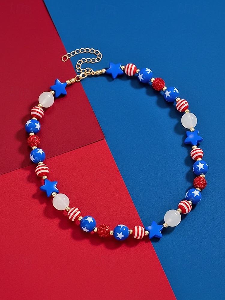 Patriotisches Schmuckset aus Harzperlen für Damen zum 250. Jahrestag der Unabhängigkeit der USA, als Freizeitschmuck und für Reisen. 2026 - $11.99 –P5