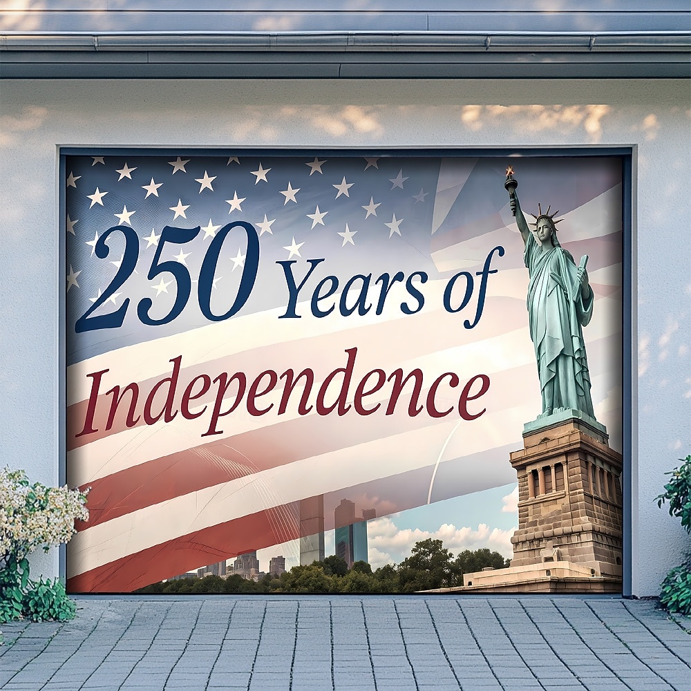 4 de julio de 2026 250º Día de Memorial Tapiz Cubierta de puerta de garaje Gran fondo colgante Bandera Americana Vintage 3D Fiesta Patriótica Fondos de tiro al aire libre Decoración del hogar de la 2026 - $59.99 –P7