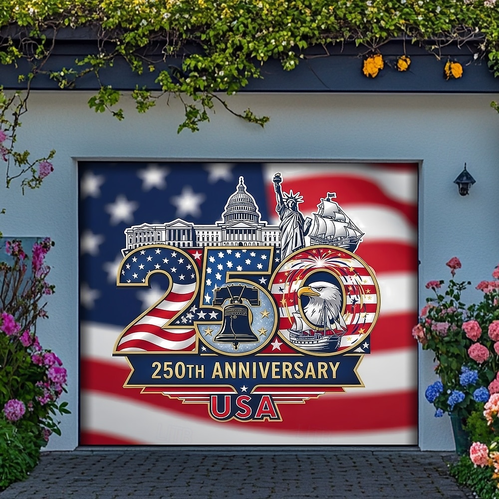 4. juli 2026 250-års minnedag Teppe Bannere Garasjeportdeksel Ørn Amerikansk flagg 3D trykk moderne patriotisk fest skytebakgrunn gave hjemmedekor 2026 - $29.99 –P2