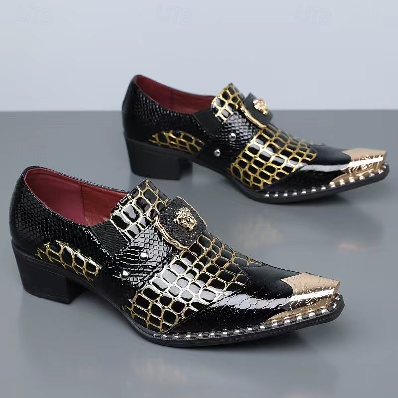 Men's Dark Brown Faux Leather Monk Strap Shoes – Croc Embossed Dress Shoes, Business, Wedding & Formal Wear 2026 - $79.99 –P6
