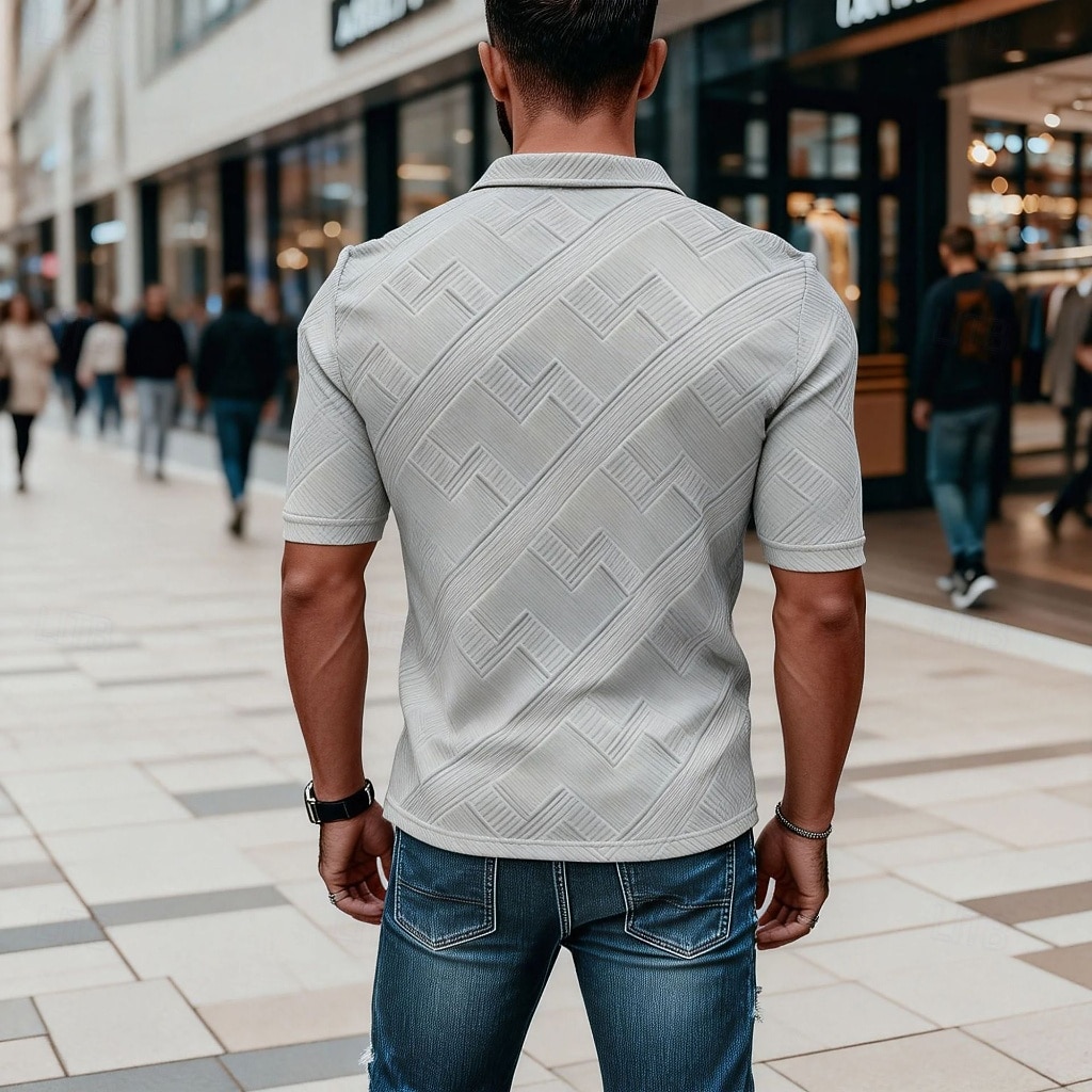 Per uomo Polo con zip Testurizzato Casuale Quotidiano Zip a un quarto Manica Corta Moda Tempo libero Semplice Cerniera Zip a un quarto Estate Primavera Blu Verde translucido blu navy Aalbicocca Blu del 2026 a $22.99 –P19