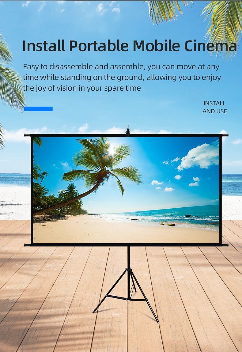 Projector Screen with Stand, 16:9 HD 4K Portable Projection Screen for Indoor Outdoor Home Theater, Foldable Movie Screen with Tripod, Adjustable Height for Backyard Cinema & Office Presentation 2026 - $66.99 –P4