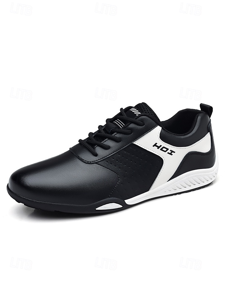 Ανδρικά λευκά και μαύρα αθλητικά παπούτσια με αντίθεση, ελαφριά, μοντέρνα casual παπούτσια με κορδόνια για βραδιές σε θέρετρα, παραθαλάσσιες αποδράσεις, πάρτι δίπλα στην πισίνα, ταξίδια διακοπών, smart casual βραδινά σύνολα 2026 - $59.99 –P12