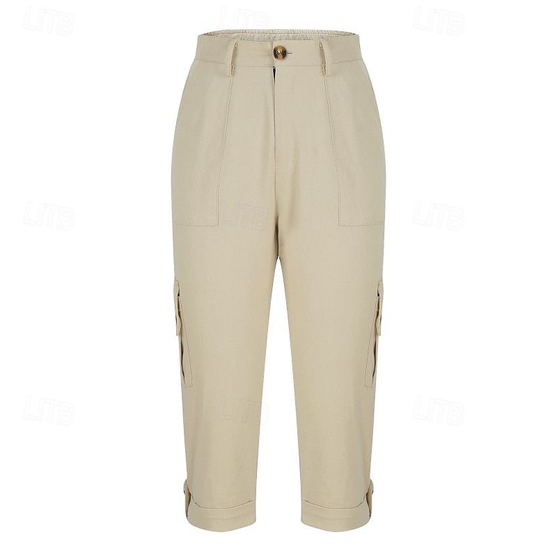 Per donna Pantaloni Cargo Pantaloni capri Chinos Vacanza Streetwear Casual Lunghezza al polpaccio Vita media Semplice Tasca Fascia Elastica Comodo Comodità Inelastico Quotidiano All'aperto Streetwear del 2026 a $33.99 –P16