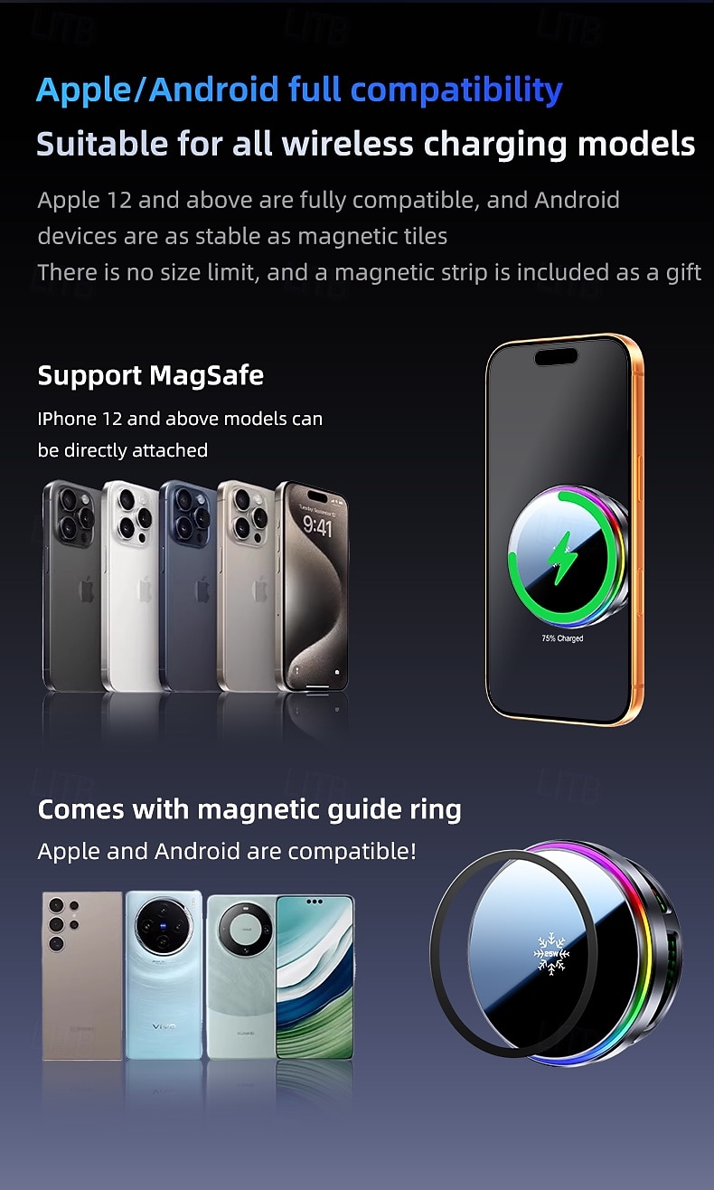 Caricabatterie wireless magnetico da 25 W e sistema di raffreddamento per telefono, radiatore di raffreddamento a semiconduttore TEC con luce RGB, ventola di raffreddamento a ricarica rapida compatibile con iPhone 17/16/15/14/13, MagSafe, Android del 2026 a $35.99 –P7