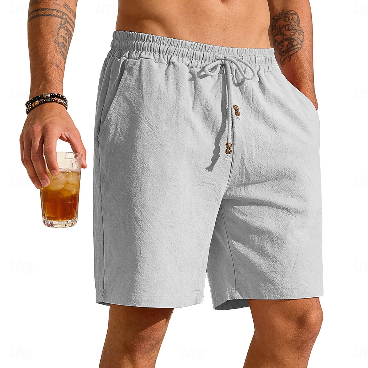 Homens Calção Shorts de linho Shorts de verão Shorts de praia Shorts largos Bolsos Cintura elástica Simples Tecido Leve Respirável Comprimento do joelho Casual Ao ar livre Feriado Moda Estilo Clássico de 2026 por $22.99 –P1