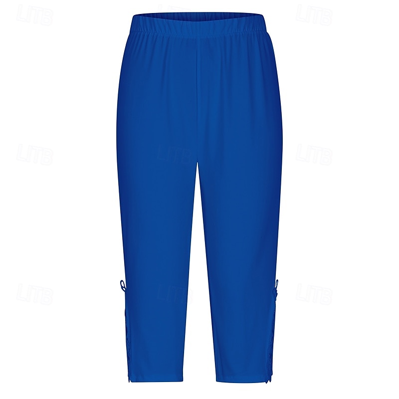 Női Capri nadrágok Pamutszövet nadrág Leggingek Szabadság Utcai sikk Alkalmi Borjú-hossz Közepes csípő Sima Csipke Rugalmas derék Mokaszinok Légáteresztő Nyúlós Napi Szabadtéri Utcai öltözék Fekete 2026 - $13.99 –P8