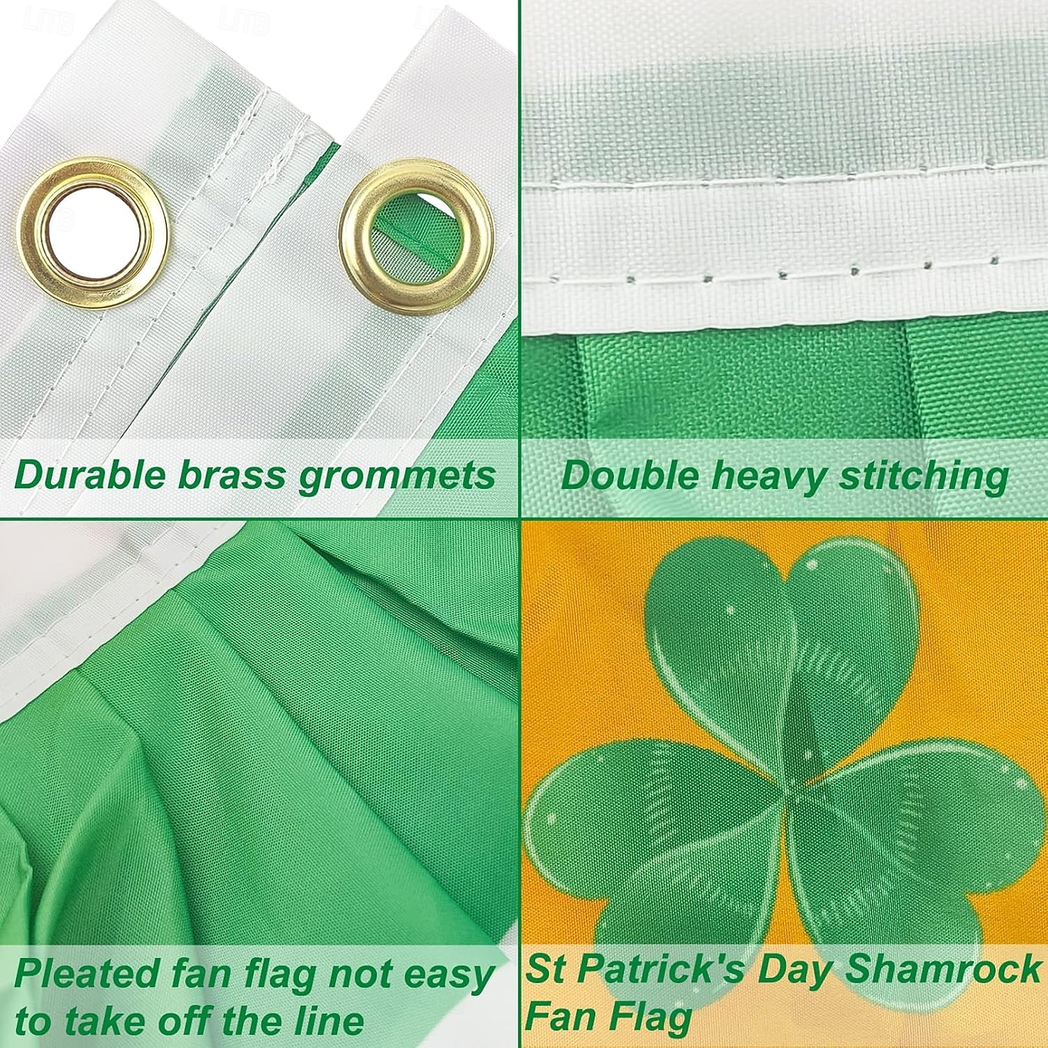 St Patrick's Day Fan Flag, Shamrock Design, Festival Half-Round Banner, Irish Party Decor, Green Clover Flag for St. Patrick's Day Celebration. 2026 - $7.99 –P4