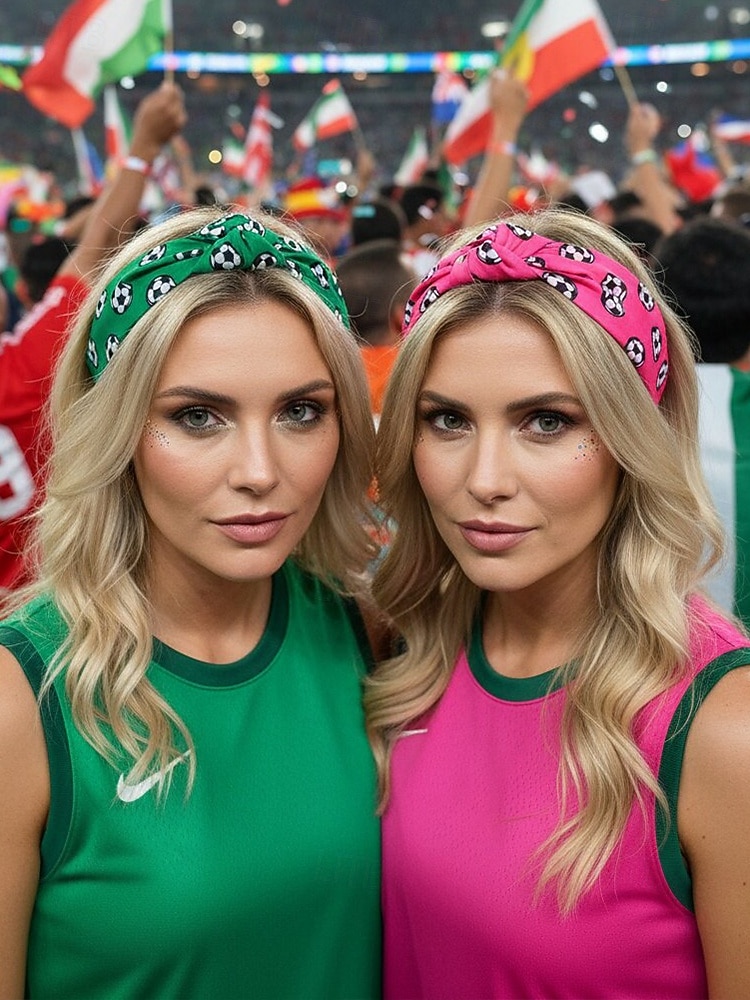 Knuten polyesterhårband med fotbollstryck i flera färger för kvinnor, håraccessoar för fotbollsfans, för fotbollsmatcher, lagstöd och vardagskläder 2026 - QAR 30.48 –P1