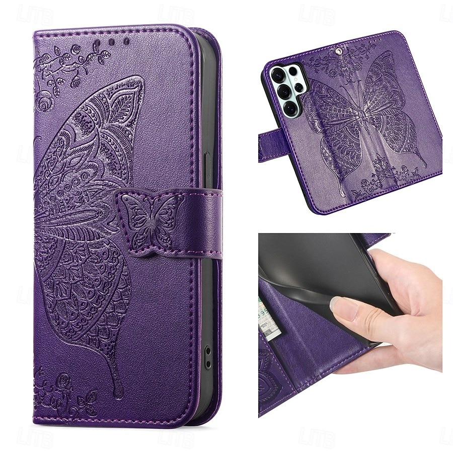 Phone Case For Samsung Galaxy S26 S26 Plus S26 Ultra Wallet Case Flip Cover with Wrist Strap Kickstand Butterfly Retro TPU PU Leather 2026 - $14.99 –P20