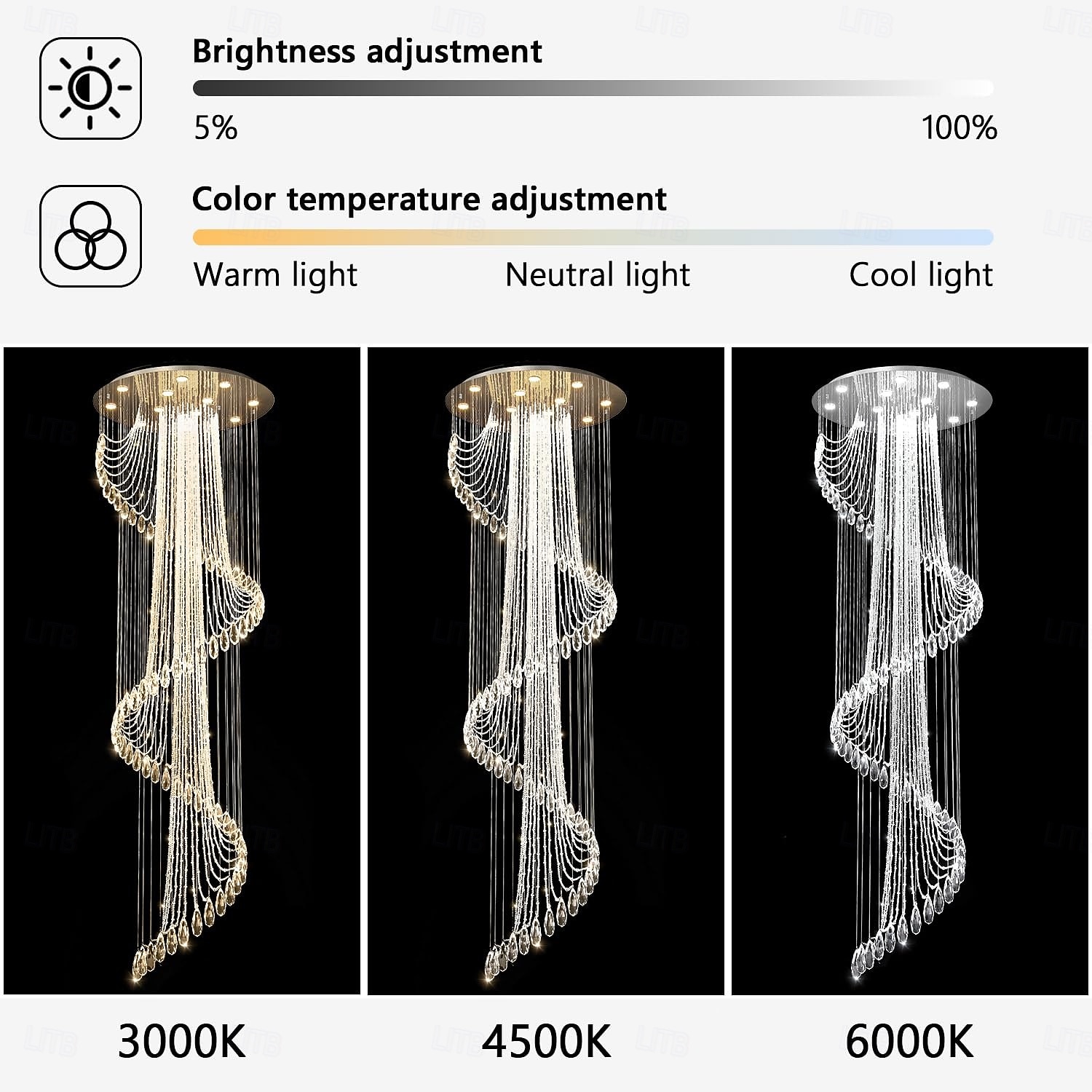 D24'' x H78'' Modern Crystal Chandelier for Foyer Glam Chandelier High Ceiling Chandeliers Large Raindrop Pendant Lights LED Dimmable Light Fixtures for Staircaes Living Room Entryway 2026 - $385.29 –P2
