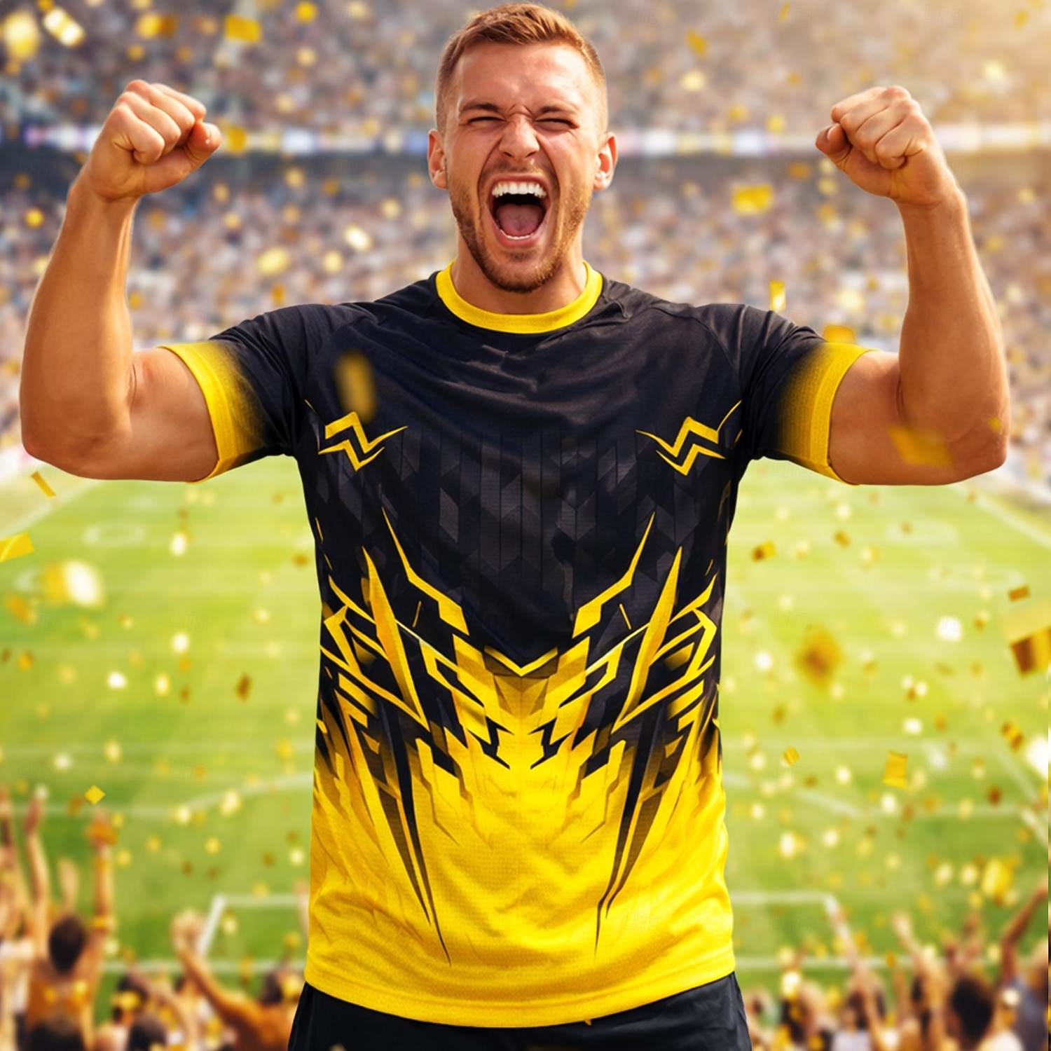 Bărbați Tricou de fotbal Geometric Gradiant Top de alergare Tricou sport Vară Manșon scurt UPF 50 Uscare rapidă Confortabil la umezeală Respirabil Turneu Fotbal Sală de fitness Alergat Antrenament 2026 - $18.99 –P1