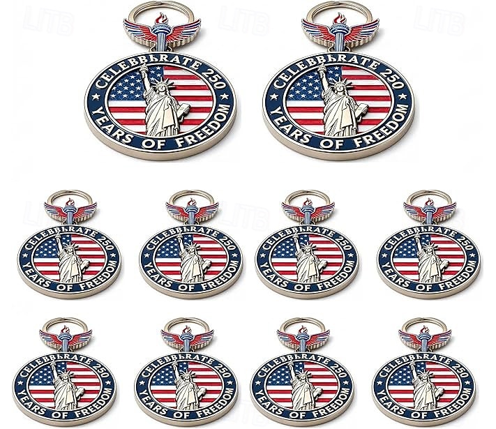 Portachiavi da 10 pezzi per il 250° anniversario degli Stati Uniti, portachiavi con bandiera americana del corpo dei Marines 1776-2026, regali per veterani per cittadini statunitensi, decorazioni del 2026 a $16.99 –P6