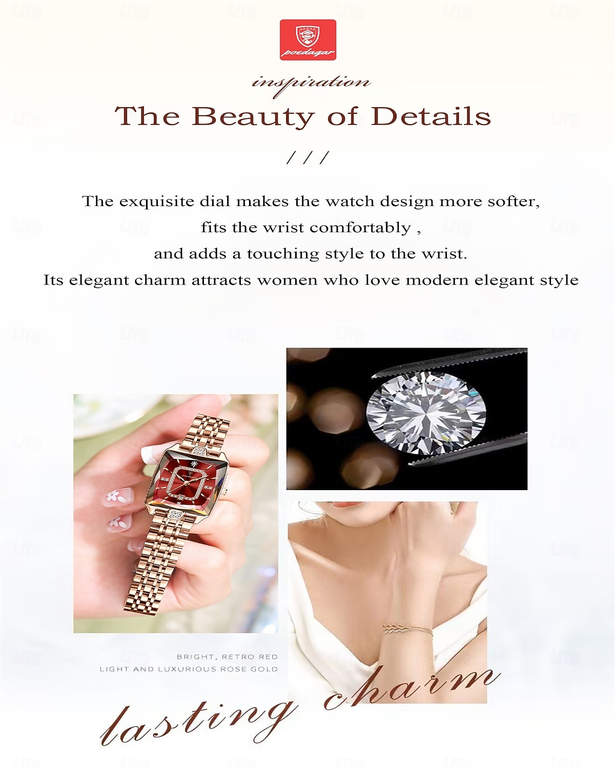 Mother's Day Gift Women's Watch, Rose Gold Square Dial with Sparkling Crystals, Waterproof Stainless Steel Band Quartz Wrist Watch, Elegant Dress Watch Jewelry for Her Wife, Multiple Color Dials 2026 - $35.99 –P2