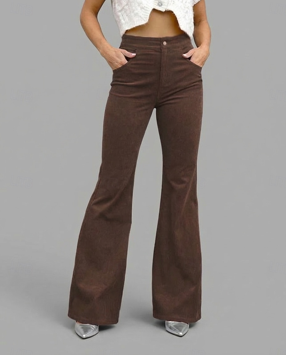 Women's Flare Vacation Fashion Streetwear Full Length High Waist Comfy Soft Micro-elastic Vacation Formal Street Blue Army Green Wine Black Fall Regular Fit 2026 - $22.99 –P8