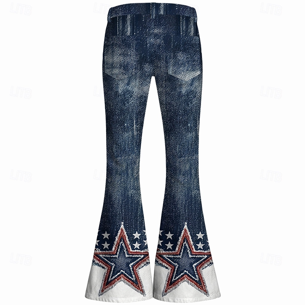 250-jähriges Jubiläum USA Retro Vintage 1970er Hose Schlaghosen Hippie Disco Hohe Taille Kostüm Damen Maskerade 4. Juli Party Unabhängigkeitstag Erwachsene Hose 2026 - $35.99 –P3