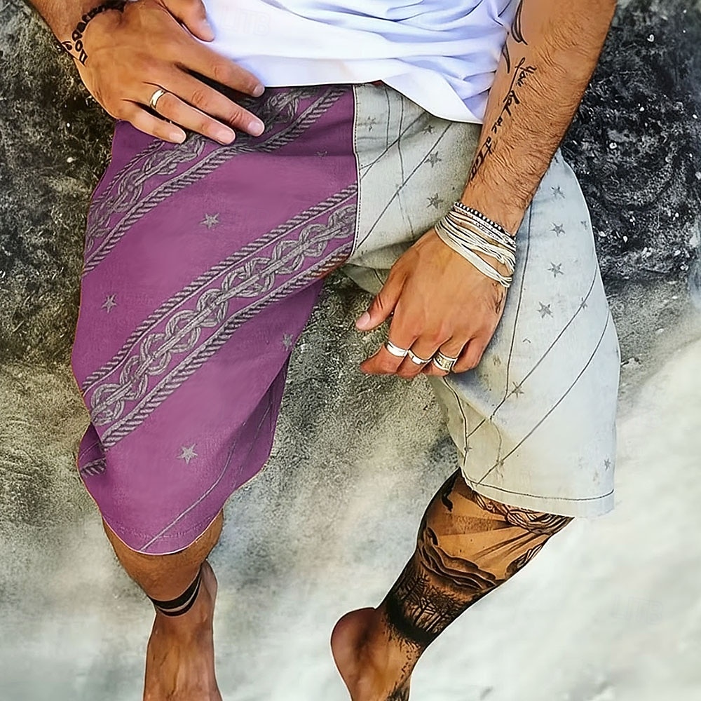 Hombre Diseño Geométrico Pantalones cortos de sudor Pantalones cortos de playa Pantalones cortos de felpa Media cintura Retro Antiguo Diario Ropa de calle Festivos Correa Cintura elástica Impresión 3D 2026 - $20.99 –P2