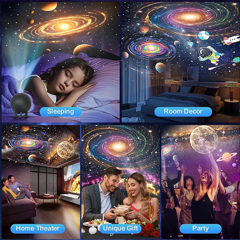 Proyector planetario para dormitorio, 12 discos de imagen, proyector de galaxia, luz nocturna de estrellas, iluminación ambiental de techo, lámpara LED de galaxia espacial, decoración de habitación 2026 - $41.99 –P2