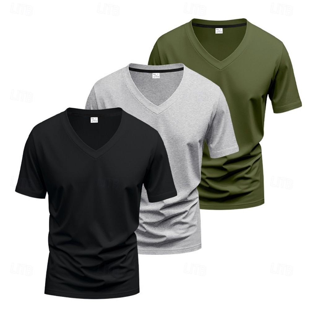Herr T-shirt T-tröja Kortärmad V-hals Sommar Vår Slät Designer Grundläggande Modernt Modernt 3 st Ledigt Semester Gata 8# 9# 4# Topp t-shirt för män 2026 - $43.99 –P2