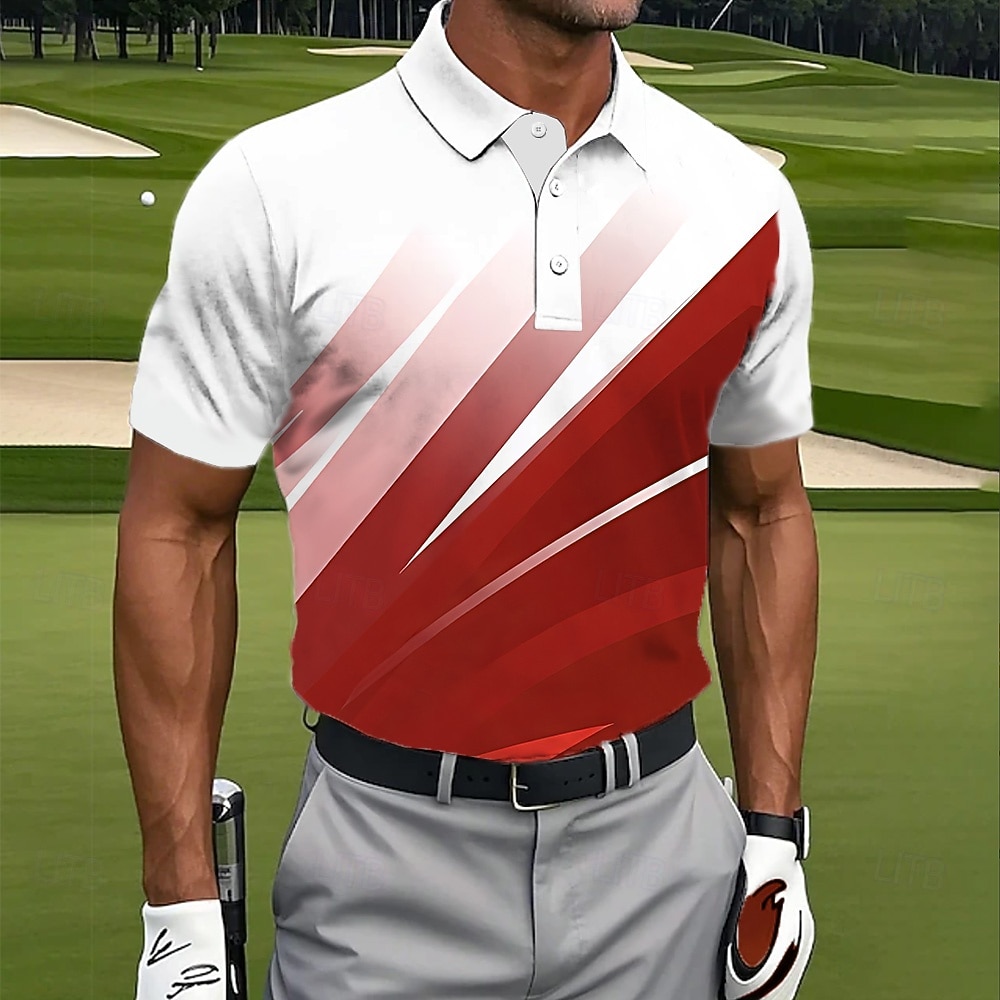 Per uomo Astratto Golf Polo Sportivi Manica Corta Magliette polo Camicie con Colletto Casual Athleisure Bottoni Estate Primavera Blu Rosso Verde del 2026 a $22.99 –P1