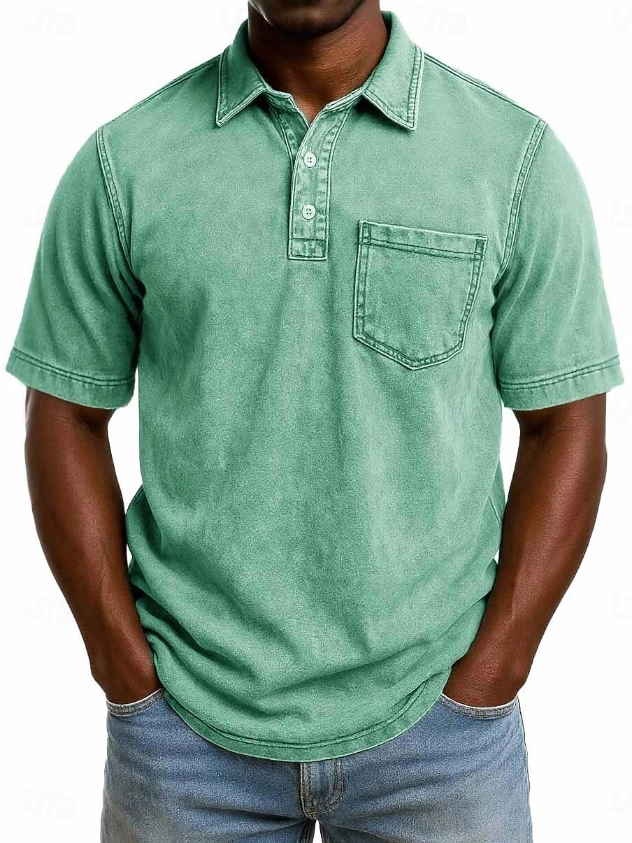 SoftFade™ Miesten Happopesu Paita Puuvilla Polo Paita Rentoa Lomaa Kauluskaveri Värikästä Polo Kaulusta Lyhythihainen Muoti Perus Yksinkertainen Vintage Haalistunut Kesä Kevät Normaalimallinen Musta 2026 - $31.99 –P1