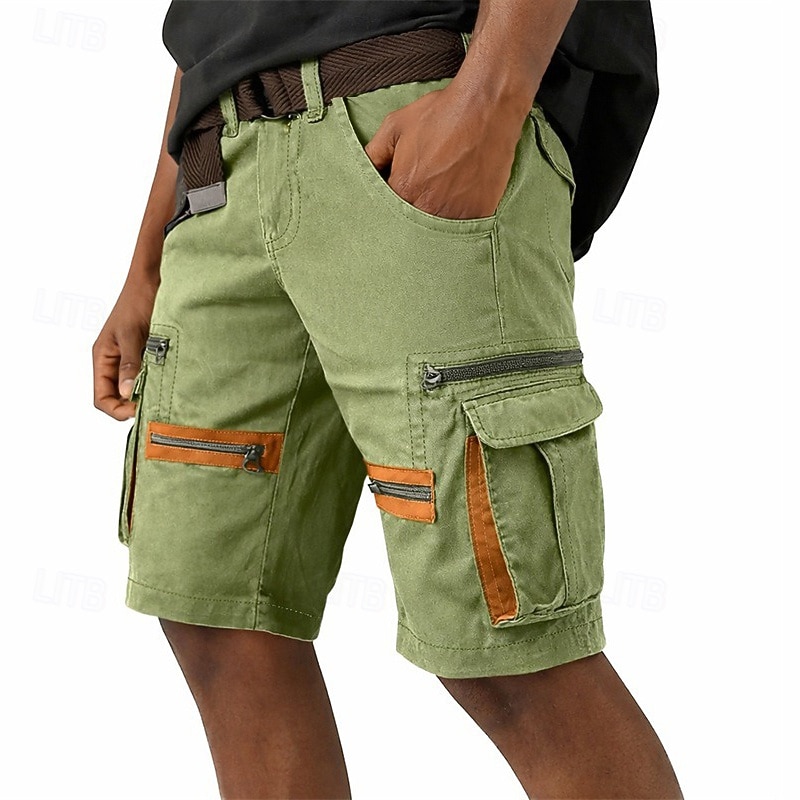 Hombre Pantalones tipo cargo Pantalón Corto Cargo Pantalón corto Pantalones cortos casuales Bolsillo Cintura elástica Plano Un Color Longitud de la rodilla Casual Exterior Ropa de calle Moda Ropa de 2026 - $31.99 –P2