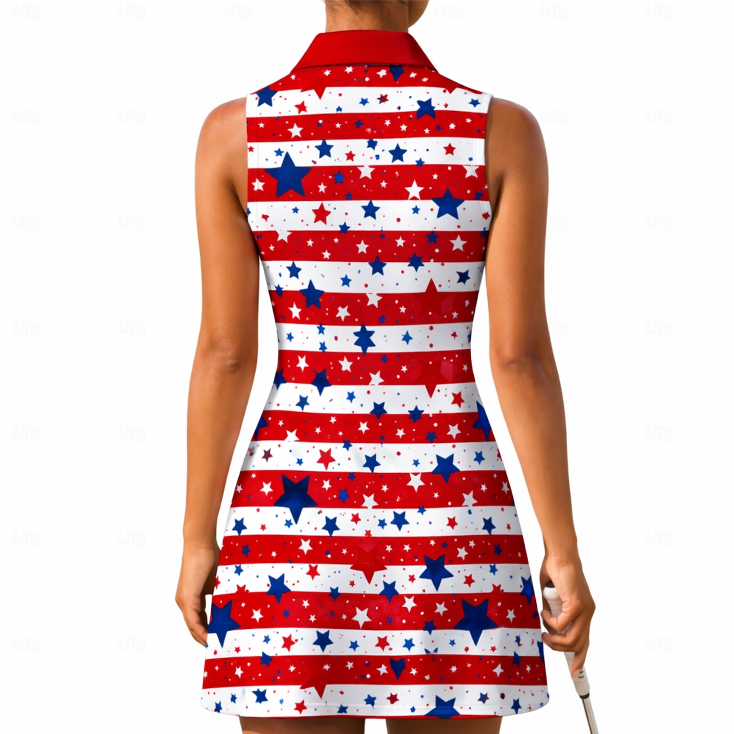 Amerikas 250. Jahrestag Tag der Unabhängigkeit Damen Geometrisch Nationalflagge Tenniskleid Sportkleid Ärmellos Druck Atmungsaktiv Volleyball Tennis Golfspiel Polokragen Reißverschlusskragen Kleid 2026 - $27.99 –P2