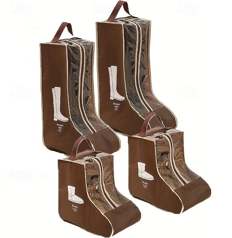 4pcs Non-Woven Fabric Boot Storage Bags with Handles, Home and Travel Dustproof Boot and Shoe Storage Bags, Suitable for Flat Shoes, Ankle Boots, and High-Top Boots, Travel Shoe Organizer 2026 - $21.99 –P1