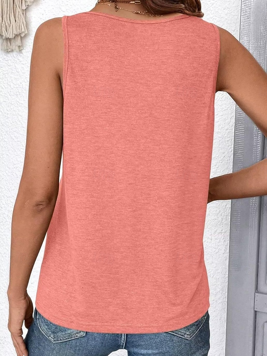 Mujer Camiseta sin mangas Camisa sin mangas Camiseta superior Retazos Plano Moda Clásico Casual Sin Mangas Escote en Pico Tops regulares Diario Noche Fin de semana Blanco Rosa Rojo Morado Verano 2026 - $19.99 –P2
