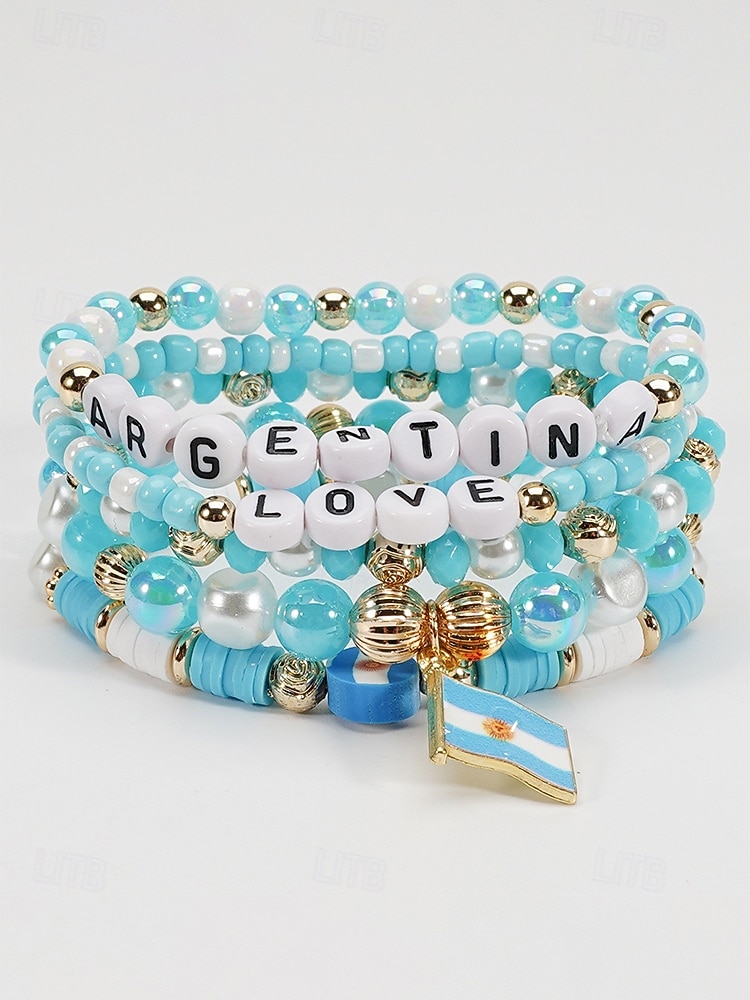 Damen-Armbandset in Flaggenfarben, stapelbarer Fächerschmuck aus Legierung in verschiedenen Länderdesigns für Fußballspiele, Teamunterstützung, lässige Alltagskleidung und Spieltagsoutfits. 2026 - E£512.24 –P7