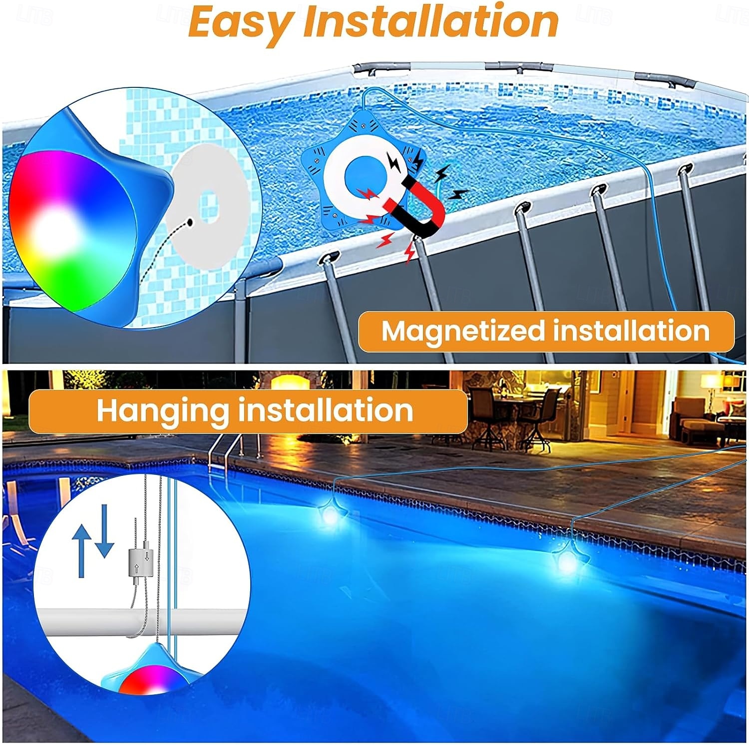 LED φώτα πισίνας με έλεγχο εφαρμογής, 20w dimmable υποβρύχιο υποβρύχιο φως με μαγνήτες, IP68 αδιάβροχα φώτα πισίνας 12v με αλλαγή χρώματος με χρονοδιακόπτη για υπέργεια πισίνα 2026 - $89.99 –P3