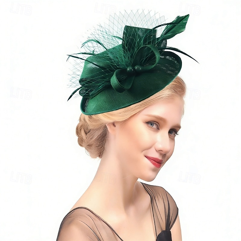 Fascinator Lino Matrimonio Compleanno Vintage Carino Retrò Con Piuma Copricapo Copricapo del 2026 a $17.49 –P7