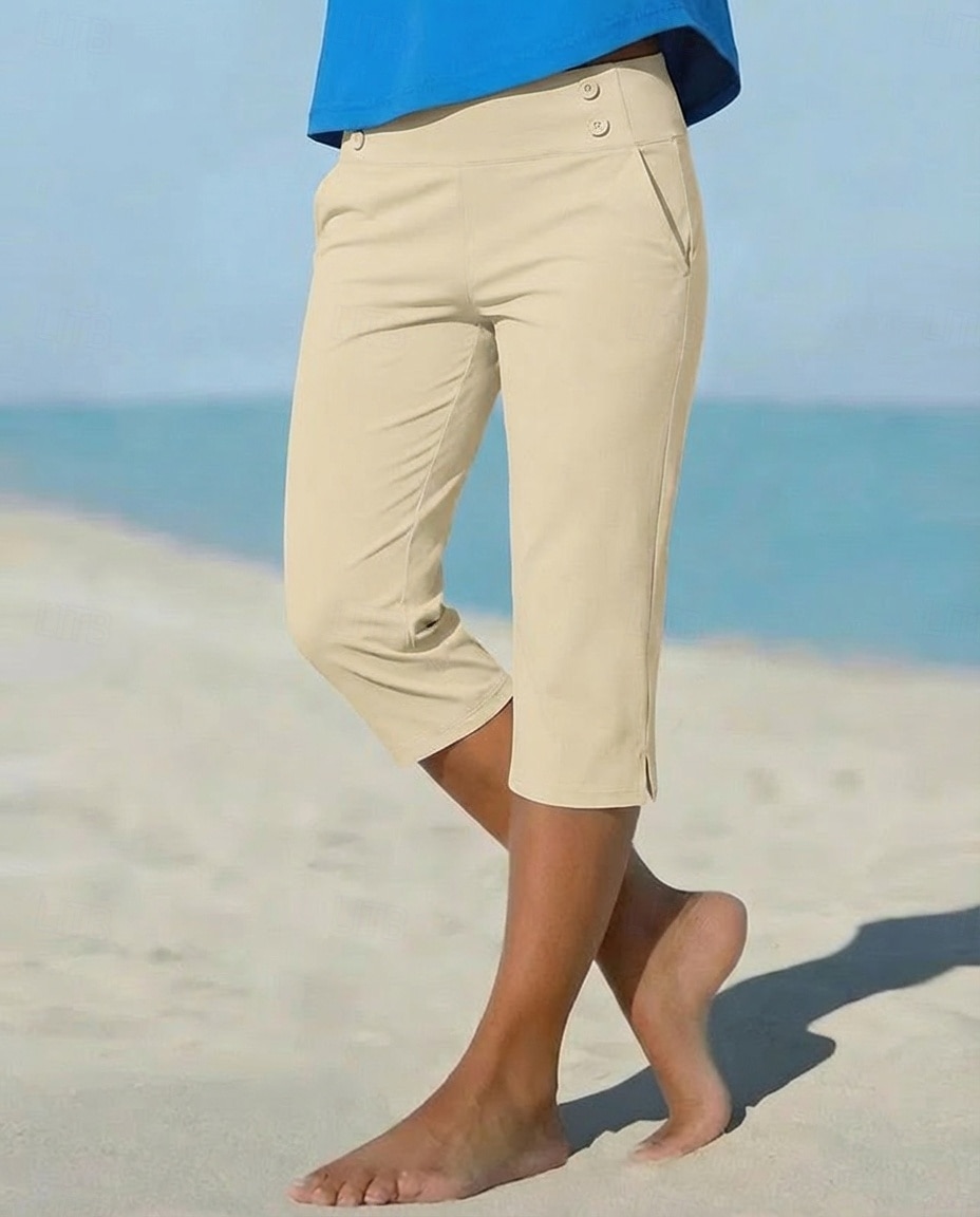 Damen Caprihose Stoffhosen Gemütliche Leggings Urlaub Basic Lässig Wadenlang Natürliche Taille Einfach Seitentaschen Geteilt Bequem Komfort Atmungsaktiv Hohe Elastizität Urlaub Yoga Straße Navy-Blau 2026 - $21.99 –P12