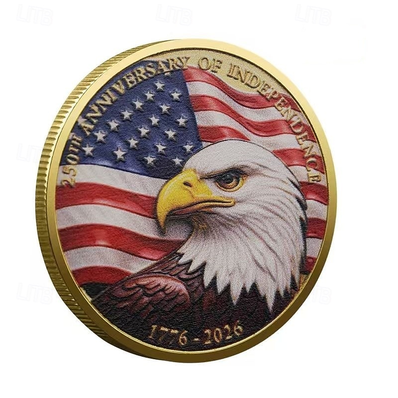 Moeda comemorativa do 250º aniversário da independência dos EUA, em homenagem à independência americana, com cena da declaração e desenho de águia-careca. Tesouro colecionável. de 2026 por $19.99 –P2