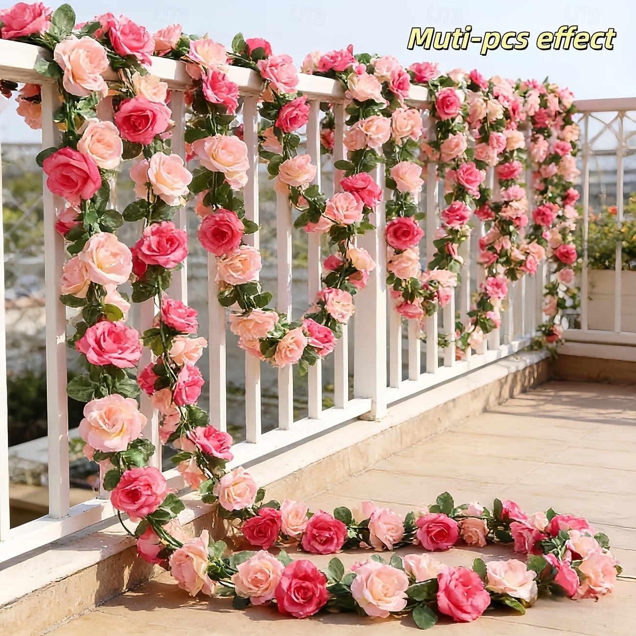 Guirnalda de rosas artificiales dobles de primavera de 196,8 pulgadas (2 piezas), extralarga, de 196,8 pulgadas (50 cm). Ideal para arcos florales y arreglos para el Día de San Valentín, bodas, 2026 - $15.99 –P4