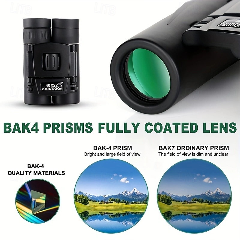 Prismáticos compactos 40x22 para adultos y niños, prismáticos de bolsillo HD de alta potencia con prisma Bak4 y lente FMC, prismáticos plegables e impermeables para observación de aves, conciertos, 2026 - $19.99 –P3