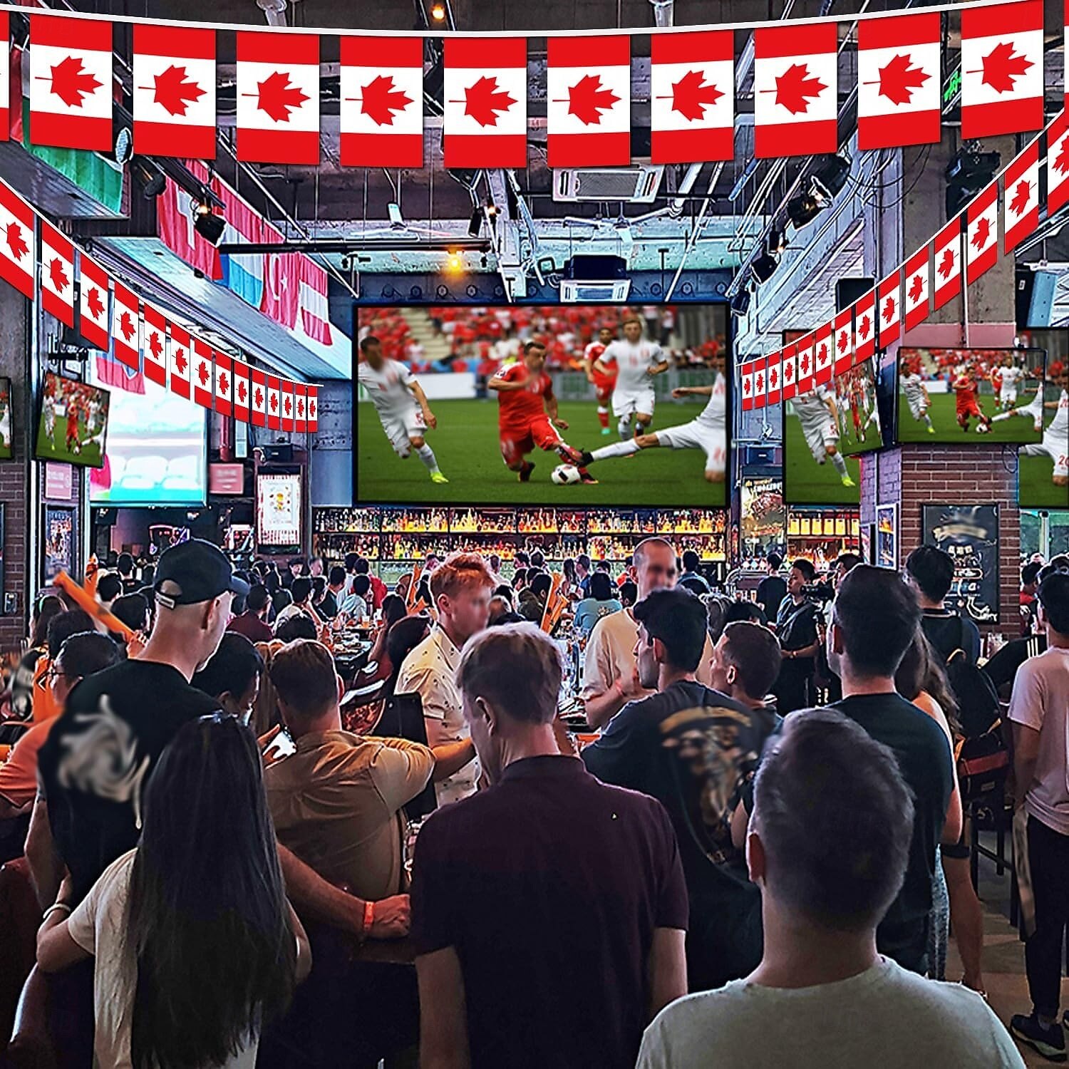 Banner cu steaguri canadiene din șnur pentru meciul de vară al Cupei Mondiale de fotbal, 50 de steaguri, mini steaguri canadiene mici de 46 de picioare, pentru decorarea țării, școală, petrecere, 2026 - $16.99 –P4