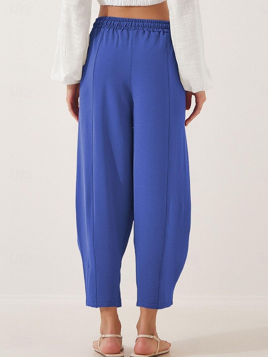 Mujer Chinos Corte Recto Vacaciones Moda Ropa de calle Hasta el Tobillo Alta cintura Plano Bolsillo Cintura elástica Confortable Comodidad Suave Elástico Diario Exterior Calle Ejército verde Azul 2026 - $22.99 –P3