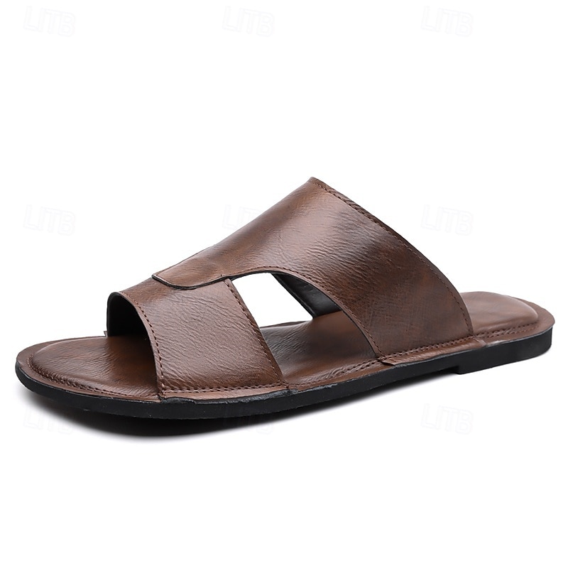 sandali marroni da uomo in similpelle con comodi cinturini in velcro, ideali per le vacanze al mare e le uscite informali del 2026 a $42.99 –P6