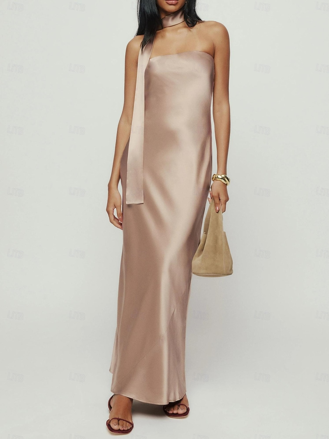 P6 Prom Sheath Column Floor Length Prom Dresses Elegant Sleeveless Strapless ...