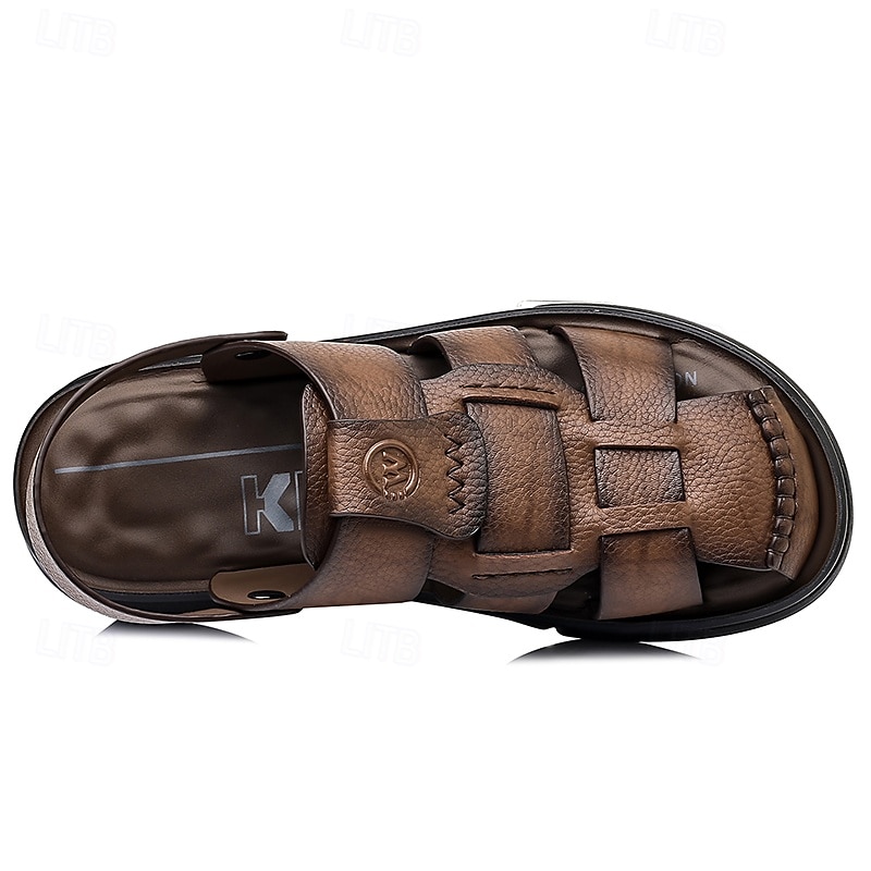 Sandalias casuales de verano de piel sintética para hombre: correas transpirables, tacón y plantilla ajustables, comodidad ligera, perfectas para vacaciones en la playa, resorts, piscinas y ocio al aire libre. 2026 - $46.99 –P18