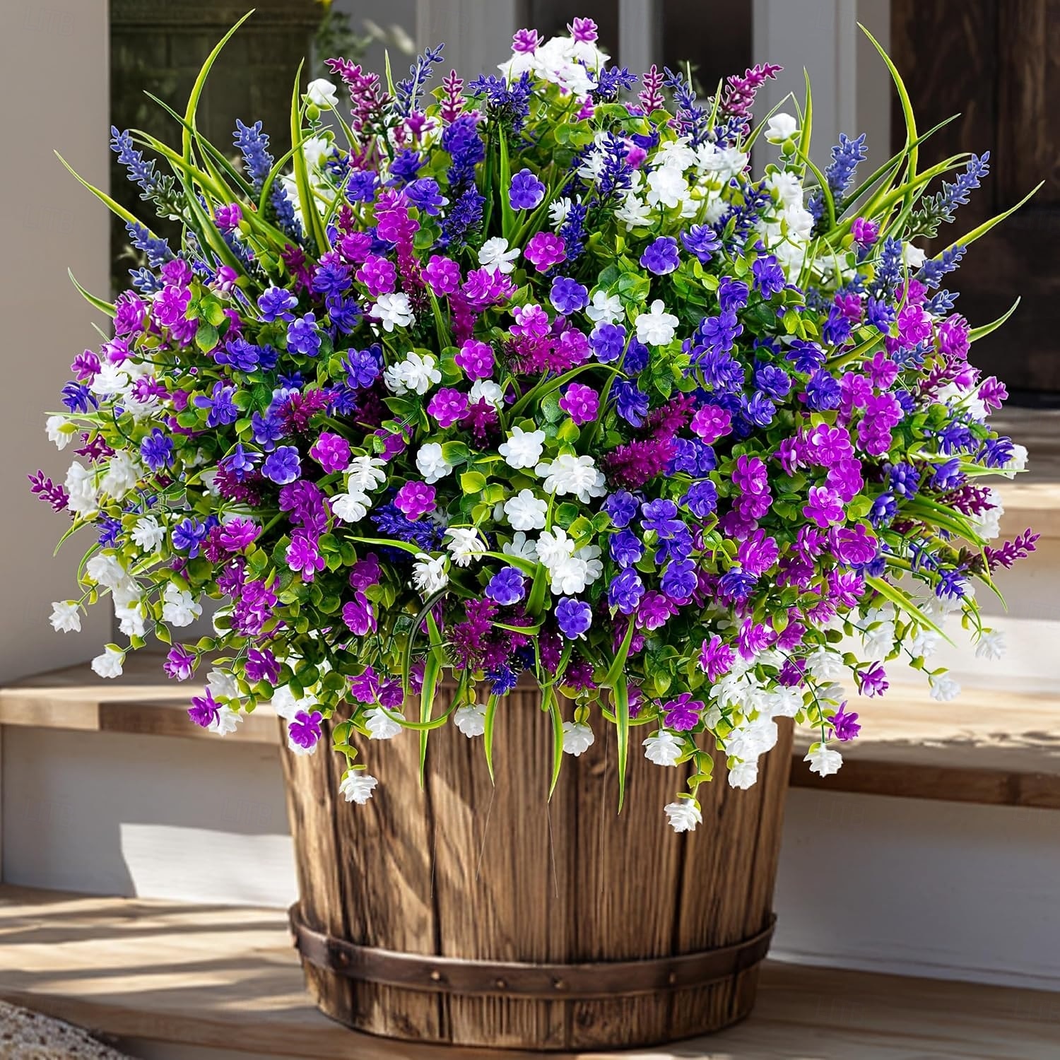 20 חבילות פרחים מלאכותיים לחוץ צמחים מלאכותיים ירק חיצוני דמוי עץ תאשור ללא דהייה שיחים מפלסטיק לעיצוב הבית גינת חווה (מעורב, 3 צבעים מג'נטה סגול לבן) 2026 - $31.99 –P8