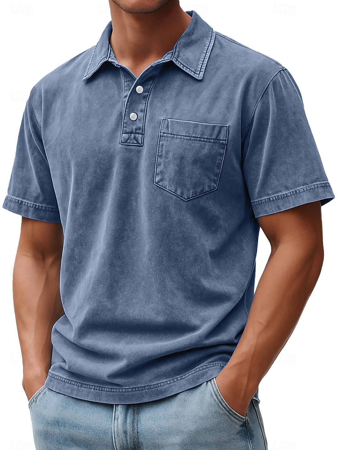 Homme Polo Chemise 100% coton délavée à l'acide Occasionnel Fête Revers Manche Courte Mode Basique Uni Vintage Affligé Été Printemps Toutes saisons Coupe régulière Marron foncé Noir Vert Claire Rose de 2026 ? $31.99 –P5