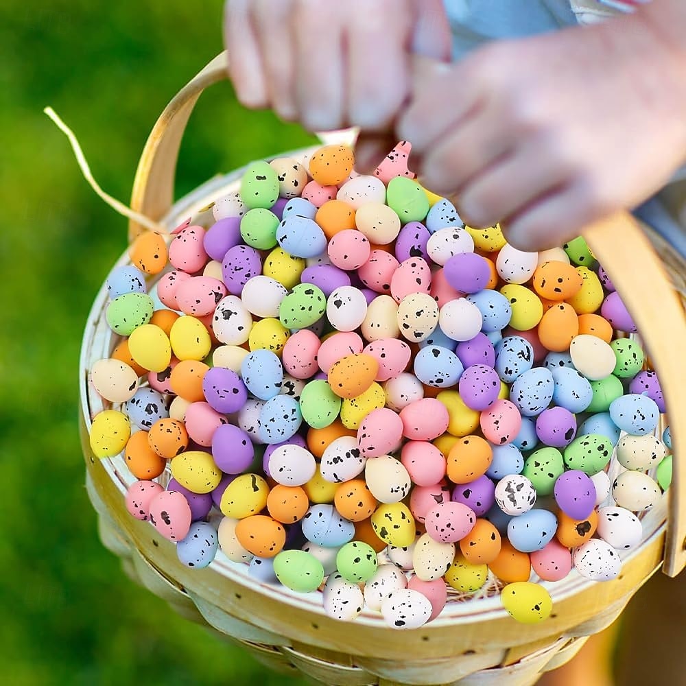 100 kpl miniatyyripääsiäismunia keinotekoisia vaahtomunia pilkullisia munia pieniä pastellivärisiä koristeellisia pääsiäislinnunmunia korin täyteaineiksi kevätjuhlien suosikkeihin seppeleiden 2026 - $9.99 –P6