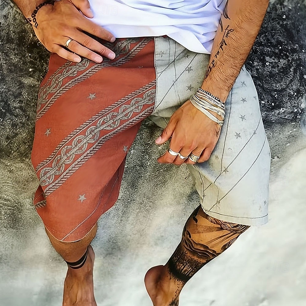 Hombre Diseño Geométrico Pantalones cortos de sudor Pantalones cortos de playa Pantalones cortos de felpa Media cintura Retro Antiguo Diario Ropa de calle Festivos Correa Cintura elástica Impresión 3D 2026 - $20.99 –P1