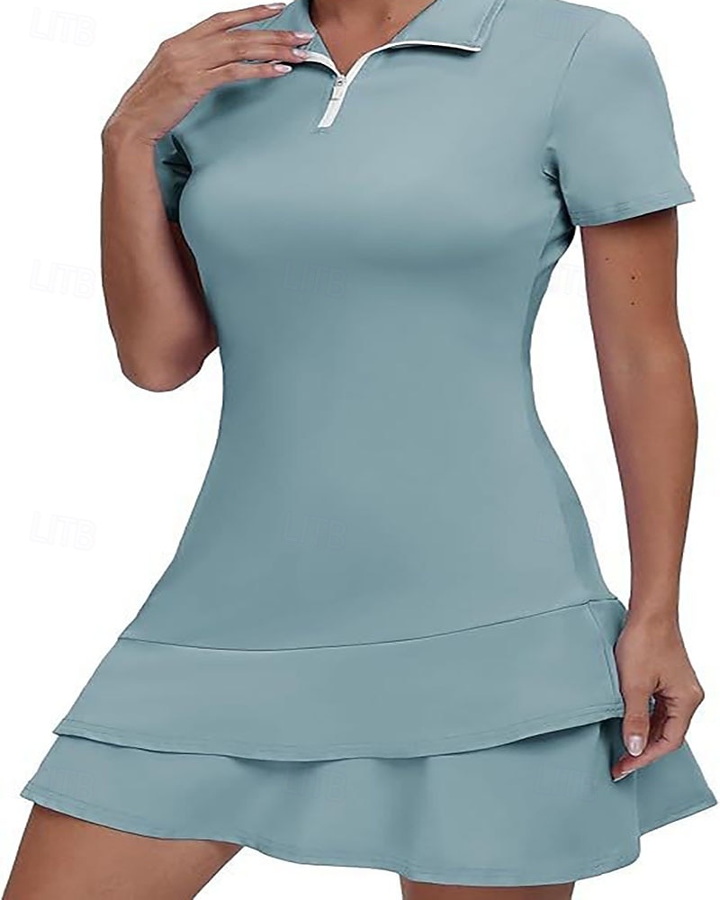 Dam Grafisk Leopard Geometrisk Tennisklänning med shorts Sportklänning Golfpikéklänning Kortärmad Fjärdedels blixtlås Asymmetrisk Elastisk Svettavvisande Andningsfunktion Tennis Golf Badminton 2026 - $22.99 –P12